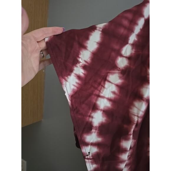 TruCloth Burgundy Tie Dye Open Front Cardigan Summer Kimono Top Womans One Size - Picture 3 of 5